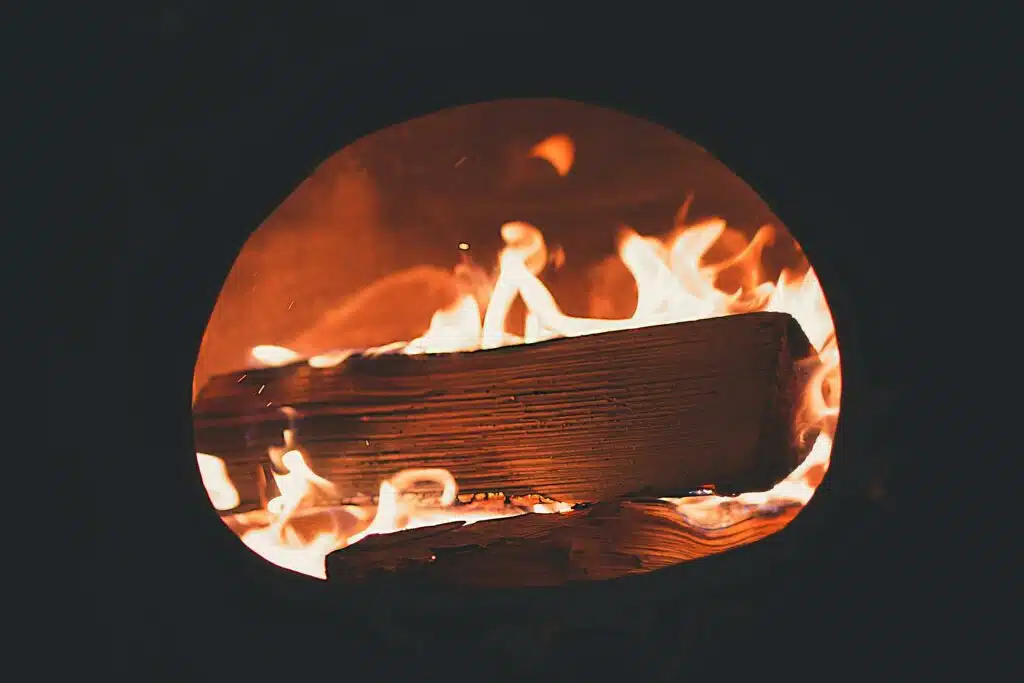 Feu de bois dans cheminée fermée feu-de-bois-cheminée